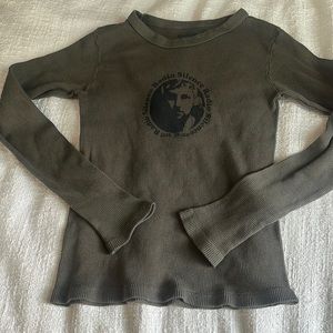 RARE brandy melville green graphic long sleeve
